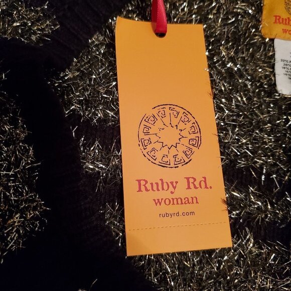 𝅺ruby Rd Black Silver Eyelash Long Sleeve Scoop Neck Sweater Plus Size 3X NWT - Picture 9 of 10